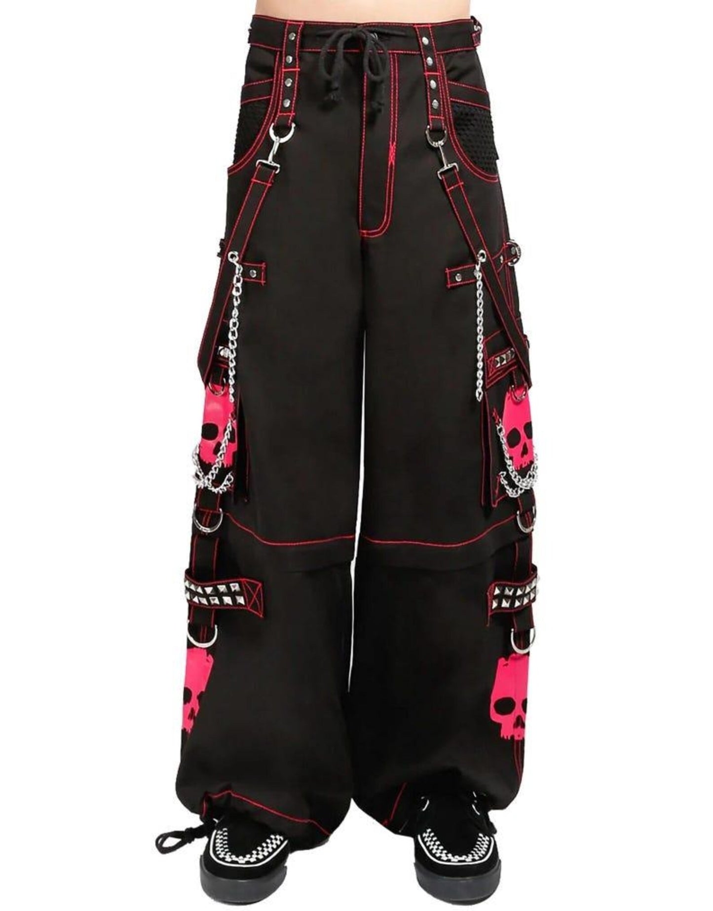 Gothic Cargo Pants: Unisex Black Pants with Silver Chains