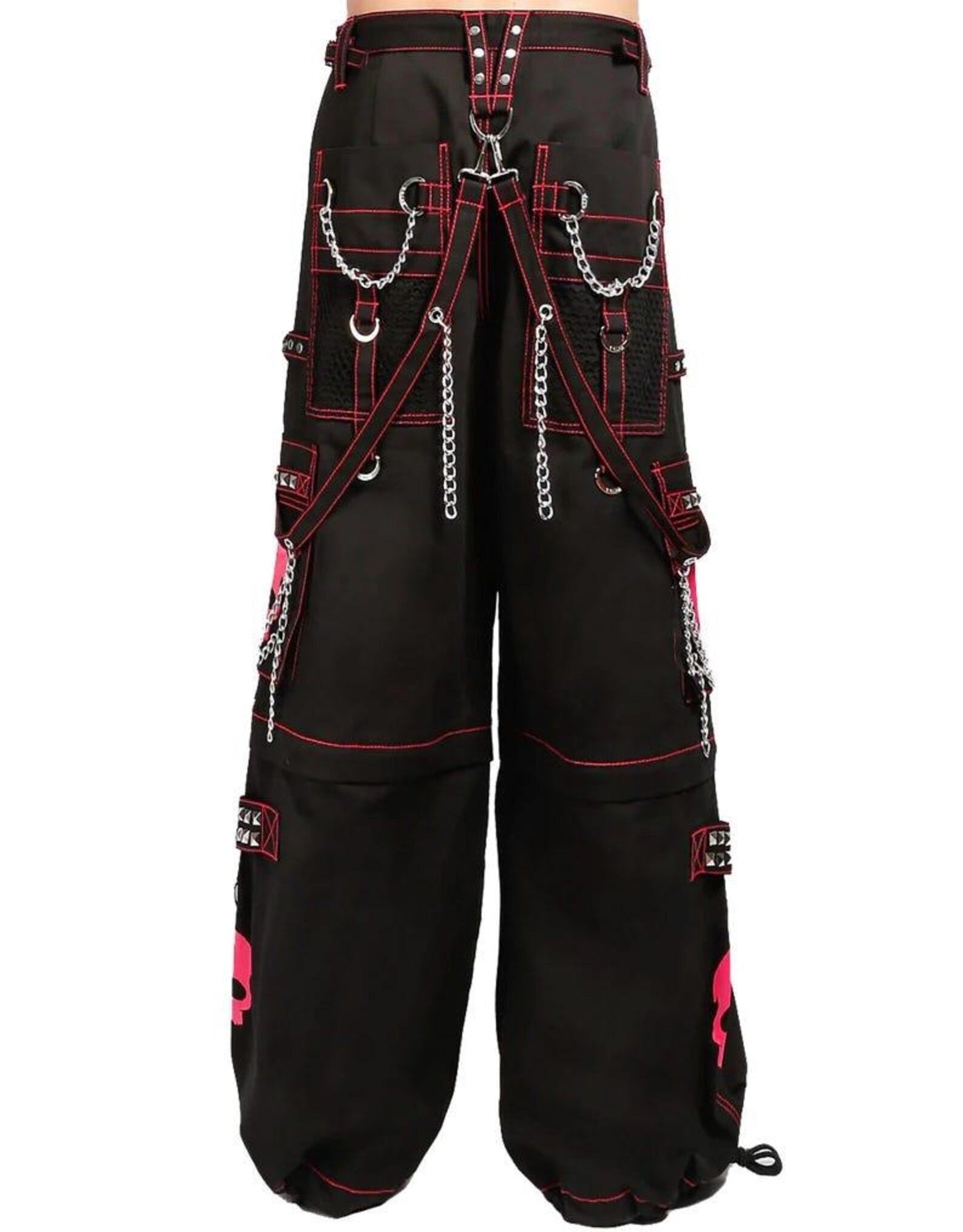 Gothic Cargo Pants: Unisex Black Pants with Silver Chains