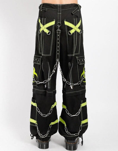 Gothic Cargo Pants with Neon Green Chains | Cyberpunk Streetwear
