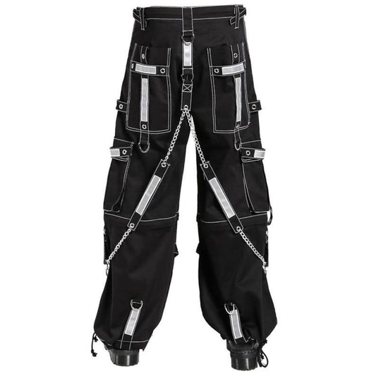 Cyberpunk Gothic Cargo Pants: Reflective Straps, Chains - Rave Festival Wear
