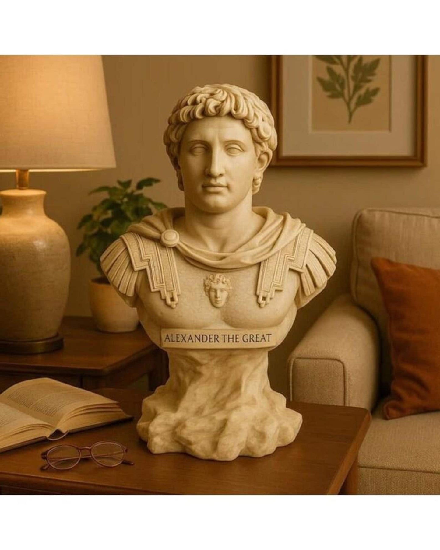 Alexander Bust, Poly Resin, Handcrafted, Office, Study Gift, Classical Art, Collector's Item