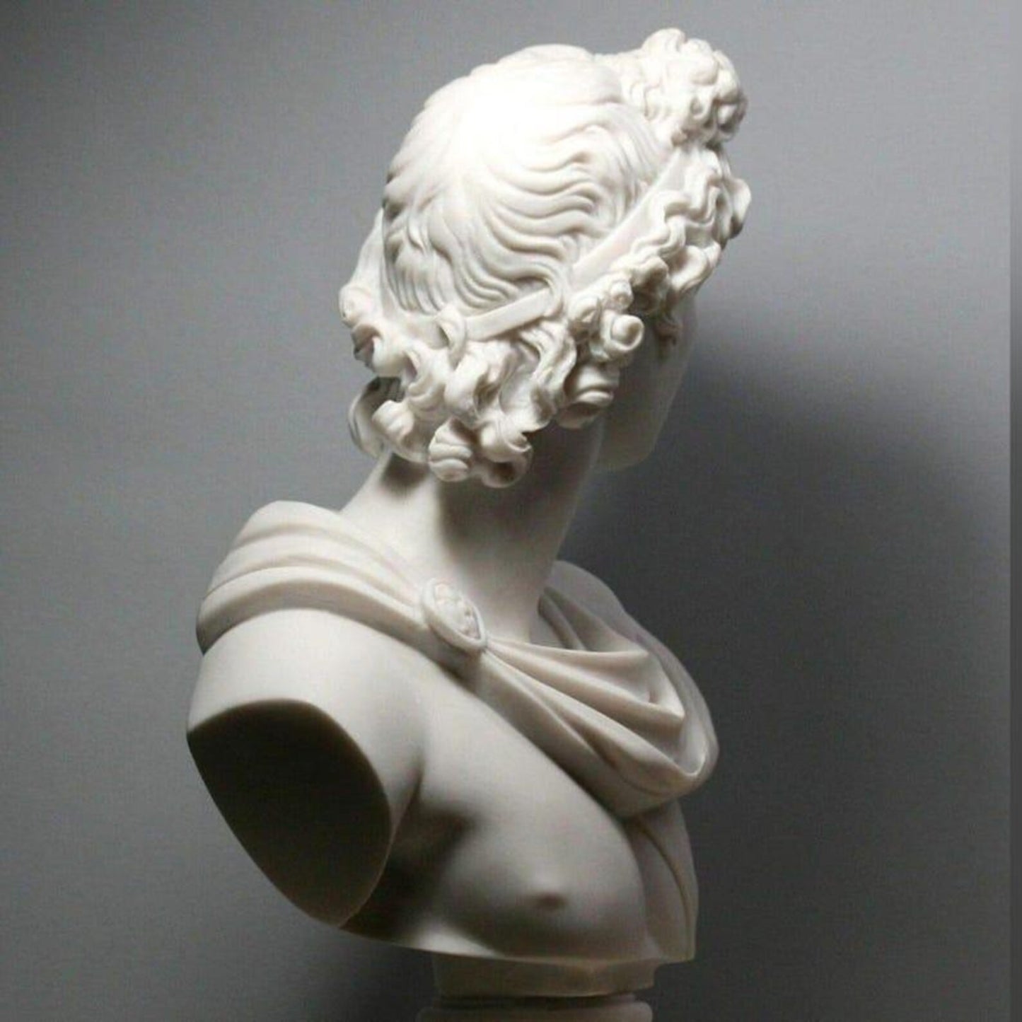 Handcrafted Apollo Bust Statue: Greek Roman Sculpture, Marble Stone & Resin