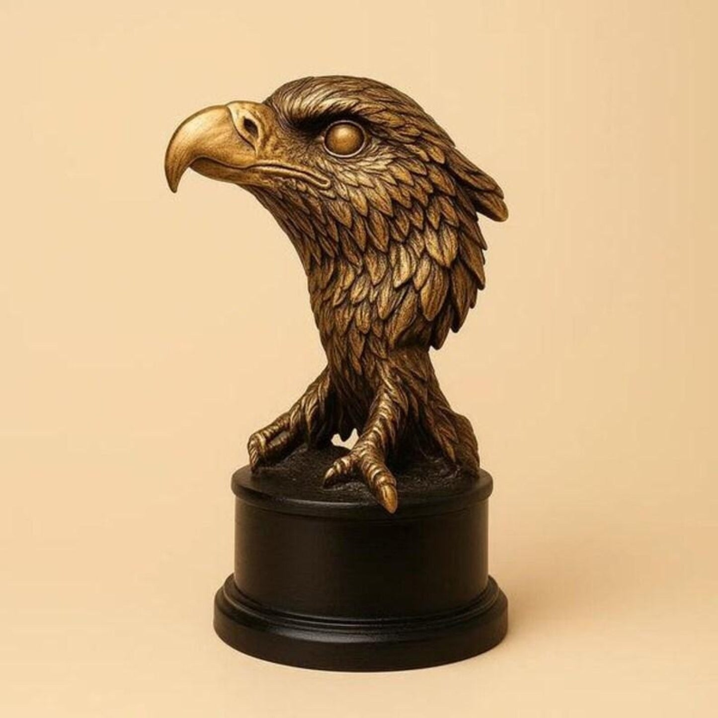 Handmade Bronze Finish Eagle Sculpture: Wildlife Decor Statement Piece