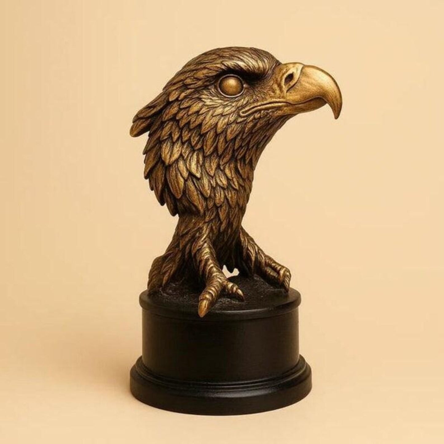 Handmade Bronze Finish Eagle Sculpture: Wildlife Decor Statement Piece