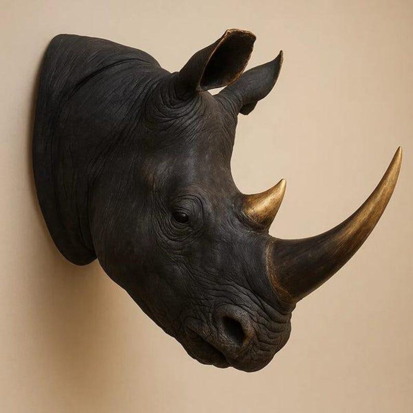 Rhino Crest Wall Sculpture | Handmade Wildlife Wall Art | Modern Decorative Statement Piece