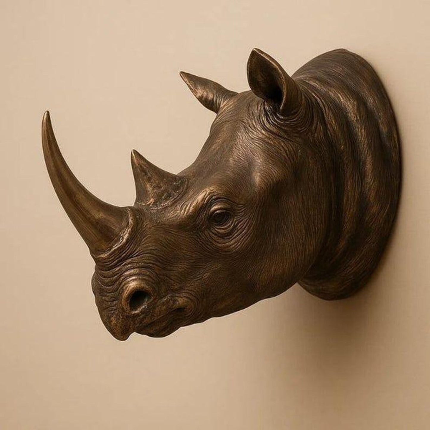 Rhino Crest Wall Sculpture | Handmade Wildlife Wall Art | Modern Decorative Statement Piece
