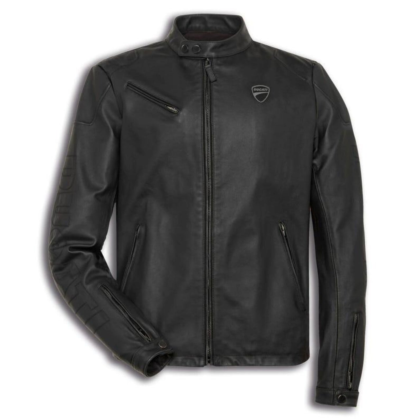 Ducati Black Leather Motorcycle Jacket: CE Armored Cowhide Biker Gear