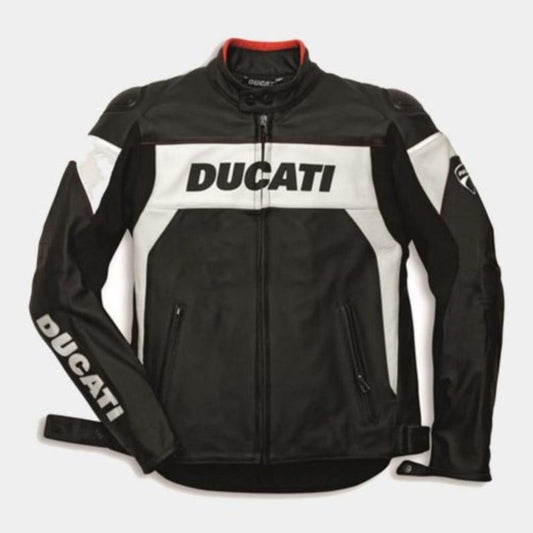 Ducati Racing Leather Jacket: CE Armored Cowhide Motorcycle Gear