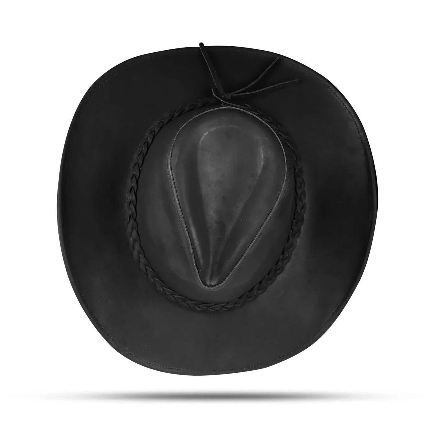 Black Leather Cowboy Hat | Handcrafted Western Outback Hat | Unisex Sleek Noir Style