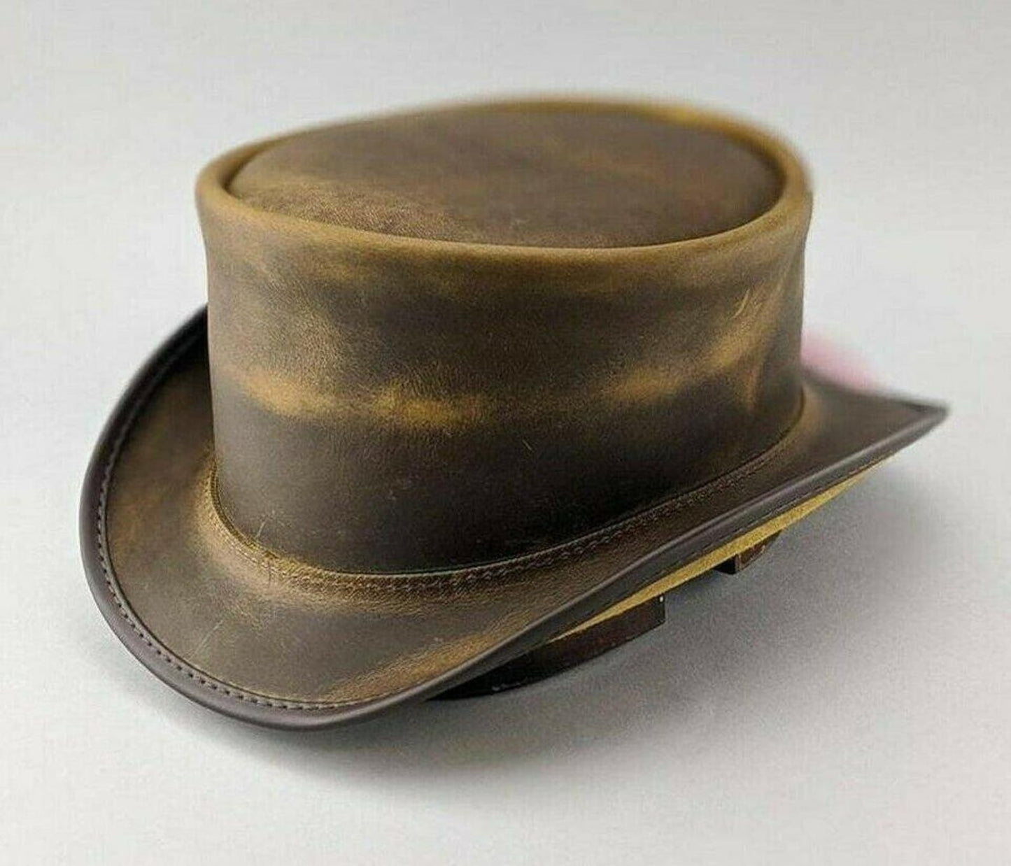 Handmade Brown Leather Top Hat: Steampunk Victorian Cosplay