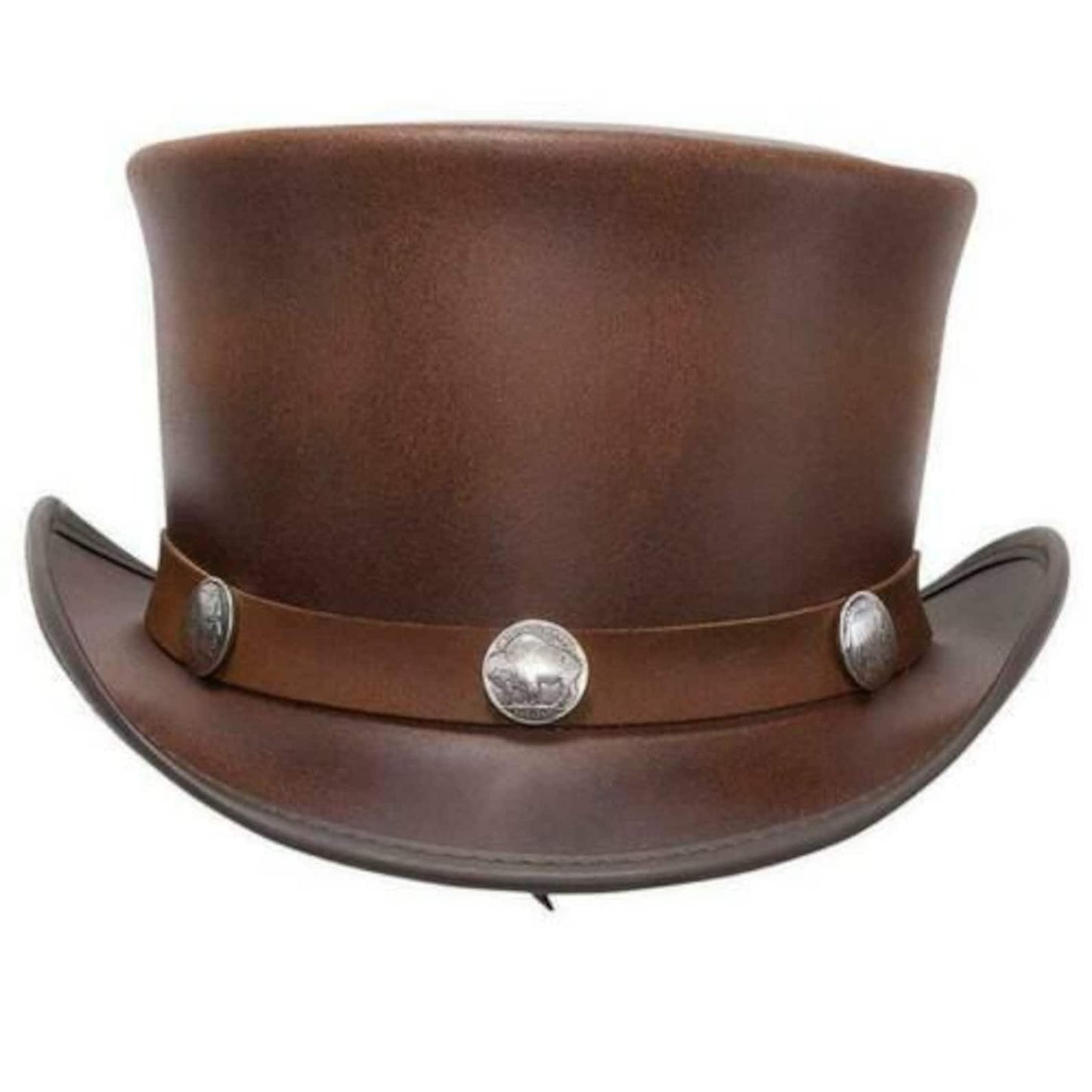 Handmade Leather Steampunk Cowboy Hat: Buffalo Concho Band