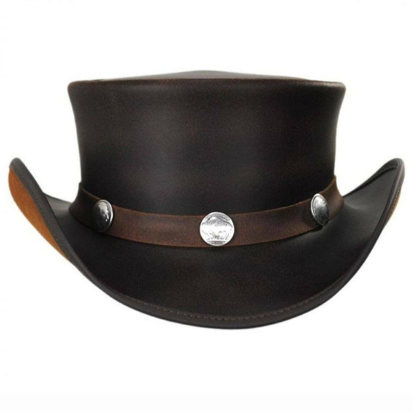 Handmade Leather Steampunk Cowboy Hat: Buffalo Concho Band