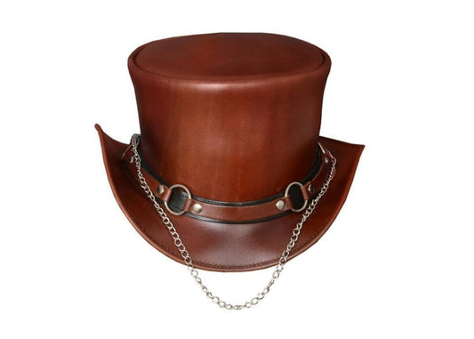 Handmade Leather Steampunk Top Hat: Gothic Victorian Cosplay