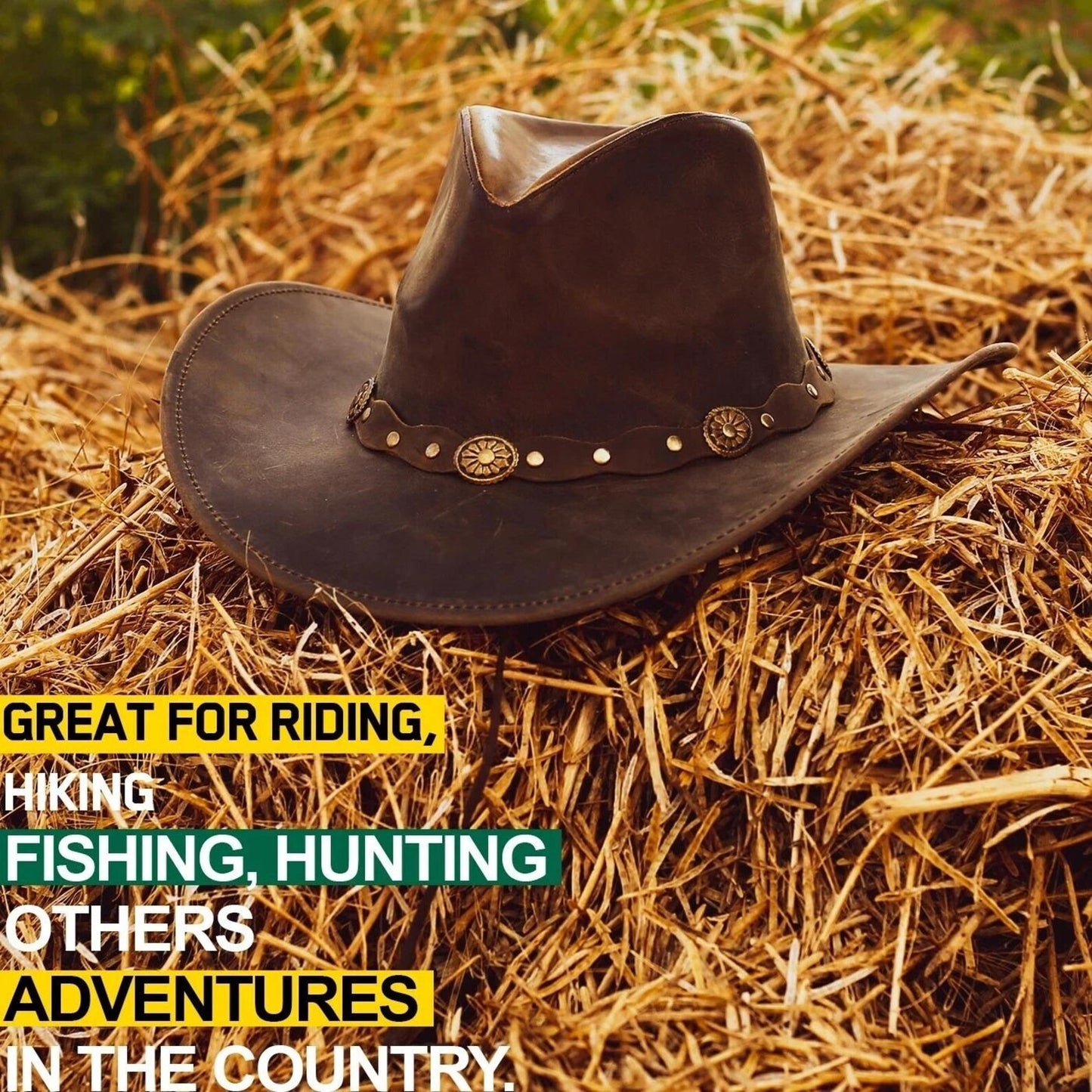 Rustic Distressed Brown Leather Cowboy Hat