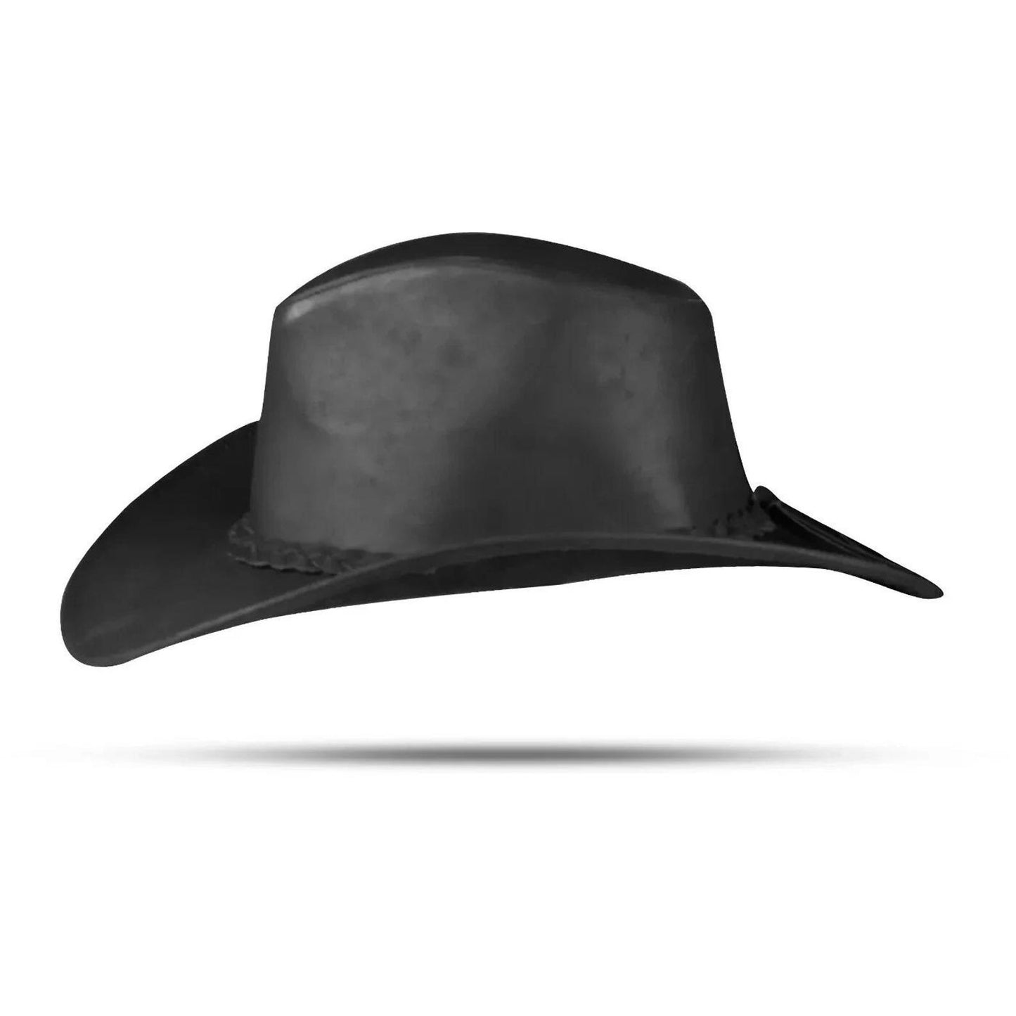 Black Leather Cowboy Hat | Handcrafted Western Outback Hat | Unisex Sleek Noir Style