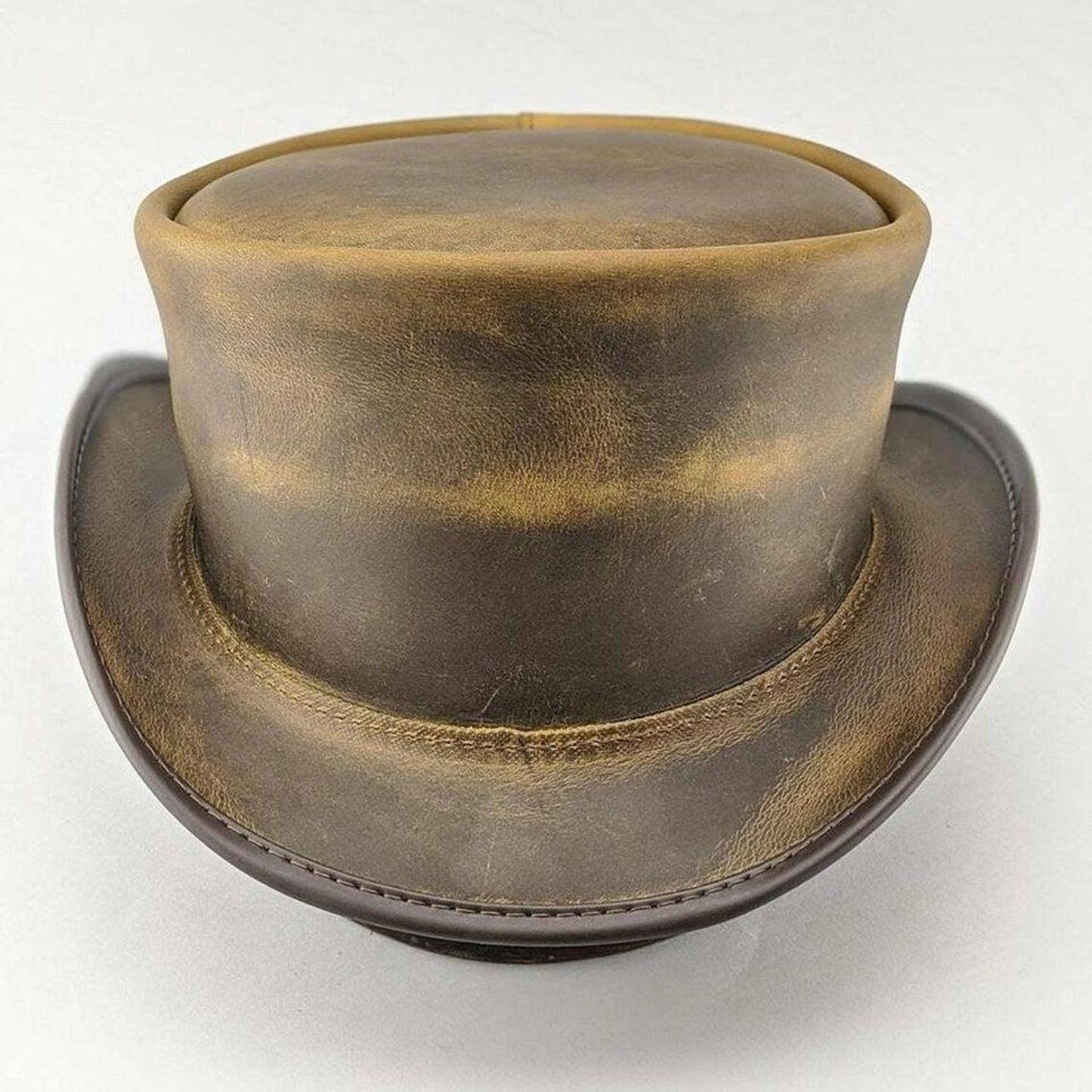 Handmade Brown Leather Top Hat: Steampunk Victorian Cosplay