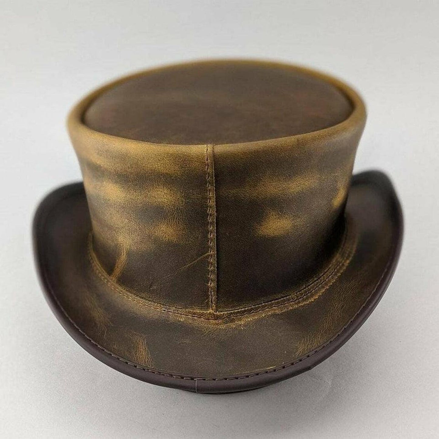 Handmade Brown Leather Top Hat: Steampunk Victorian Cosplay