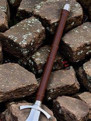 Hand-Forged Viking Short Spear - Leather Wrapped Hewing Spear with Crossguard