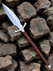 Hand-Forged Viking Short Spear - Leather Wrapped Hewing Spear with Crossguard
