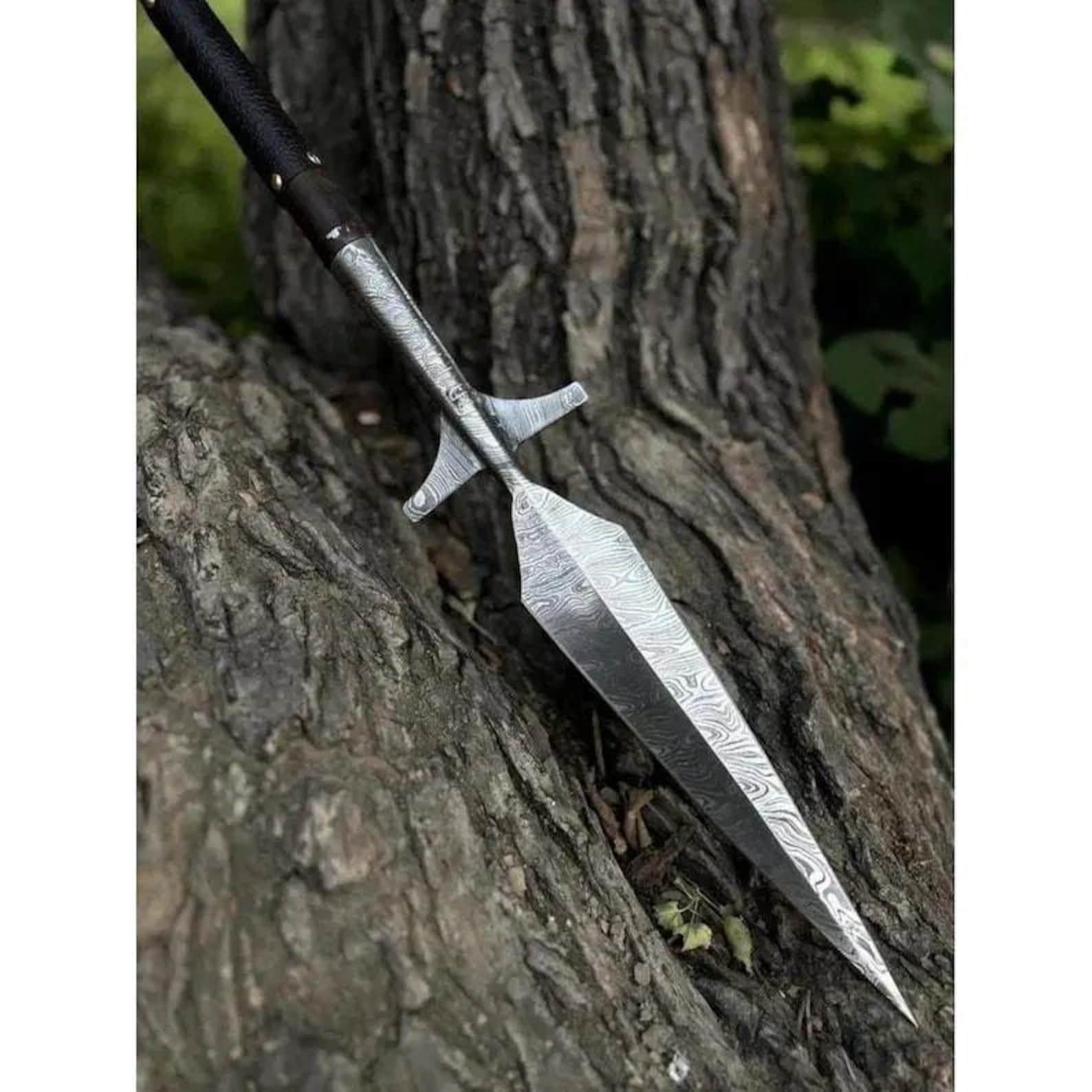 Hand-Forged Damascus Steel Winged Viking Spear | Historical Norse Replica