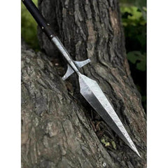Hand-Forged Damascus Steel Winged Viking Spear | Historical Norse Replica