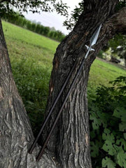 Hand-Forged Damascus Steel Winged Viking Spear | Historical Norse Replica
