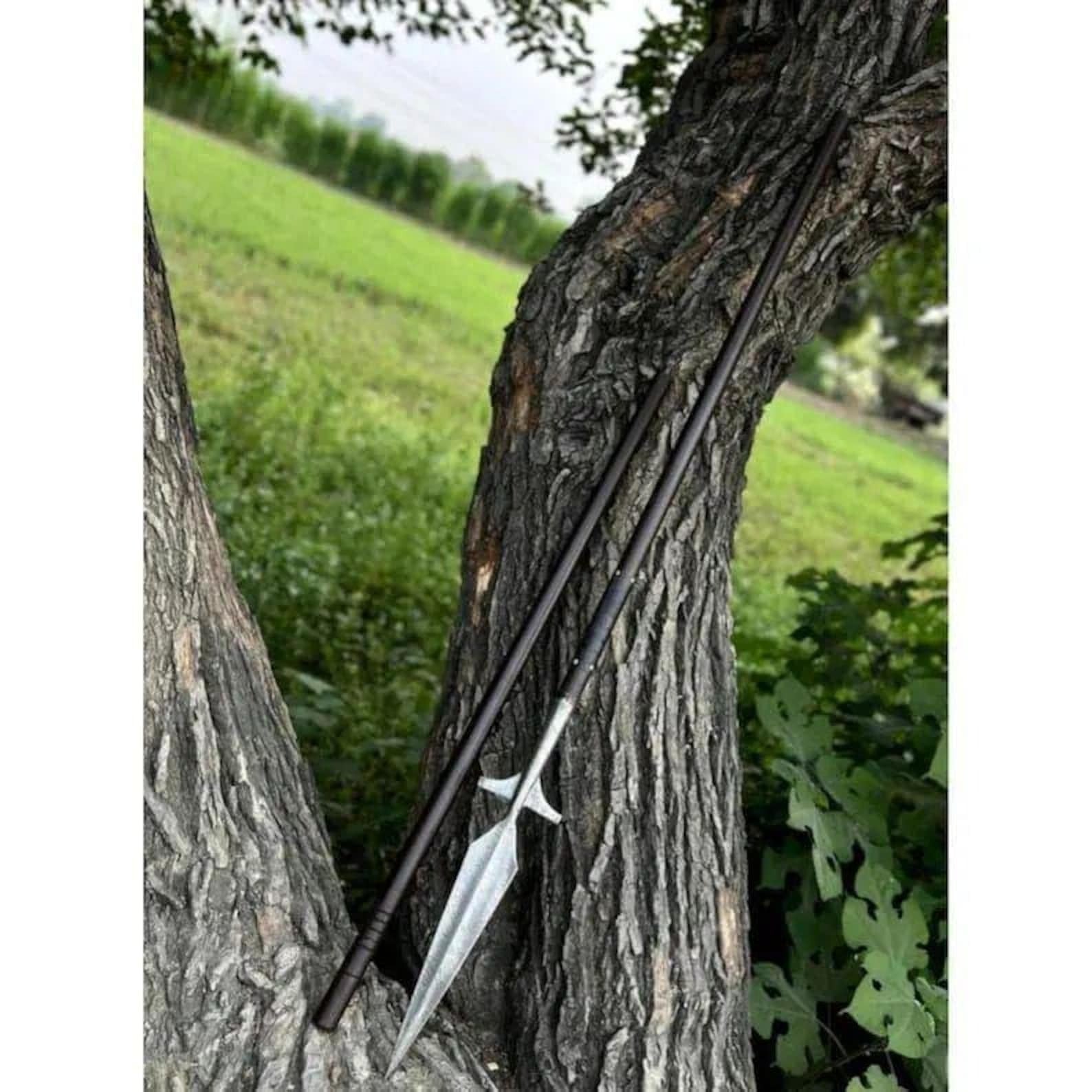 Hand-Forged Damascus Steel Winged Viking Spear | Historical Norse Replica
