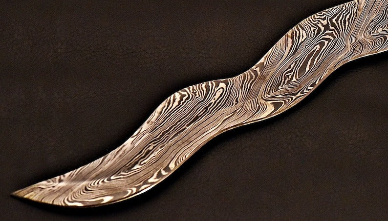 Handmade Mini Damascus Sword With Leather Sheath