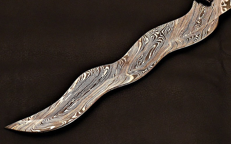 Handmade Mini Damascus Sword With Leather Sheath