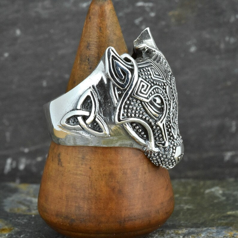 Viking Celtic Fenrir Wolf Sterling Silver ring