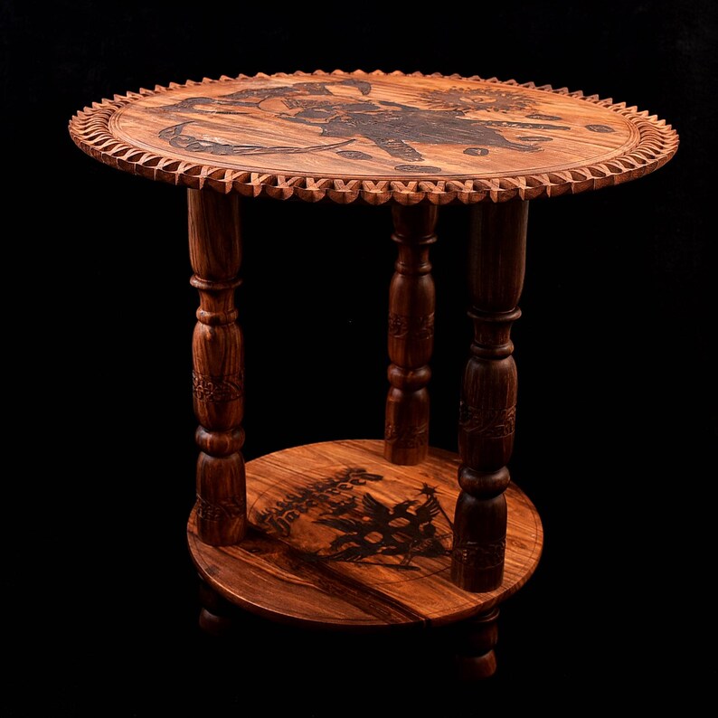 Nordic Viking Wooden Round Coffee Table