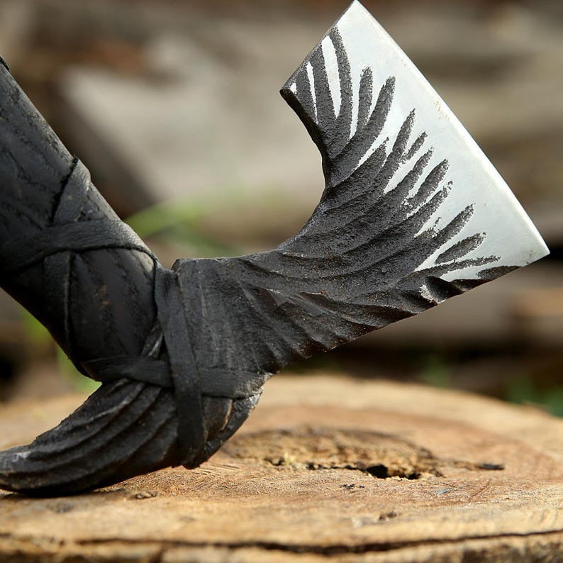 Custom Handmade Carbon Steel Viking Axe – Personalized Gift for Groomsmen, Wedding & Christmas