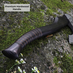 “Handmade Viking Hatchet – Custom Engraved Functional Camping Axe with Sheath & Runic Wooden Box”