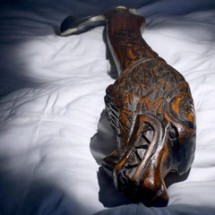 Viking Wolf Axe | Hand-Forged Blade, Carved Wood Handle & Leather Sheath