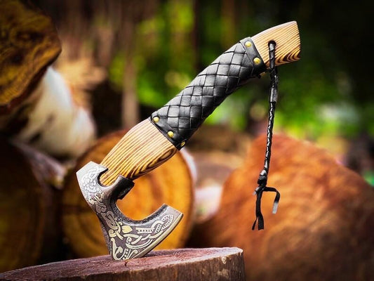 Handmade Forged Viking Axe – Decorative Carbon Steel with Ash Wood Handle