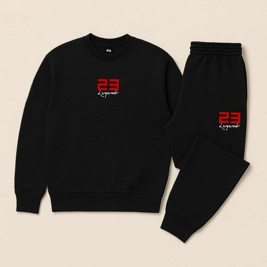 Men’s 23 Legend Black Sweatsuit Set To Match Jordan 13 Bred Crewneck Sweatpants