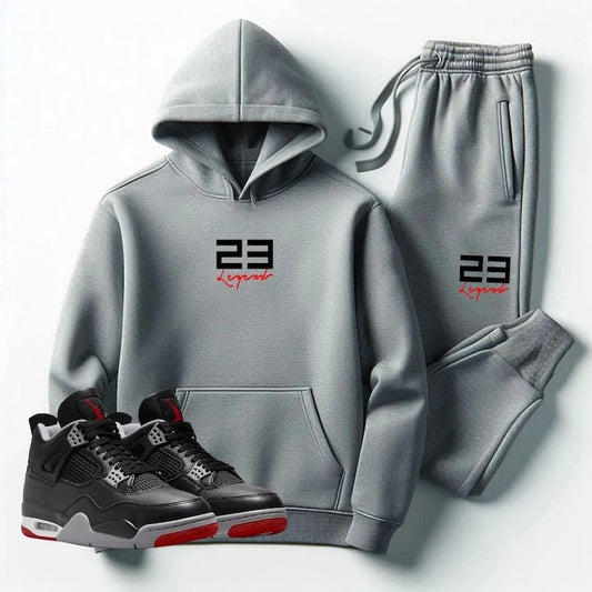 Men's Grey Sweatsuit: 23 Legend Hoodie Jogger Set