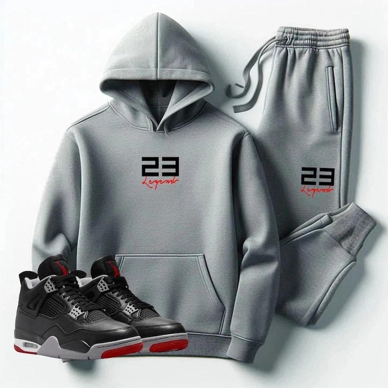 Men's Grey Sweatsuit: 23 Legend Hoodie Jogger Set