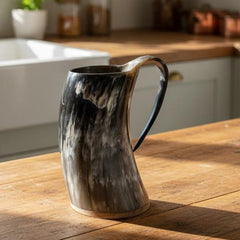 Viking Horn Mug with Handle – Handmade Norse Mead Cup