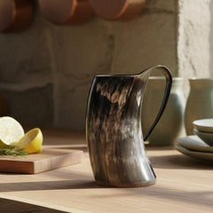 Viking Horn Mug with Handle – Handmade Norse Mead Cup