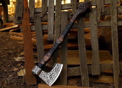 “Handcrafted Viking Axe with Wolf Shield – Norse Warrior Medieval Decor & Gift”