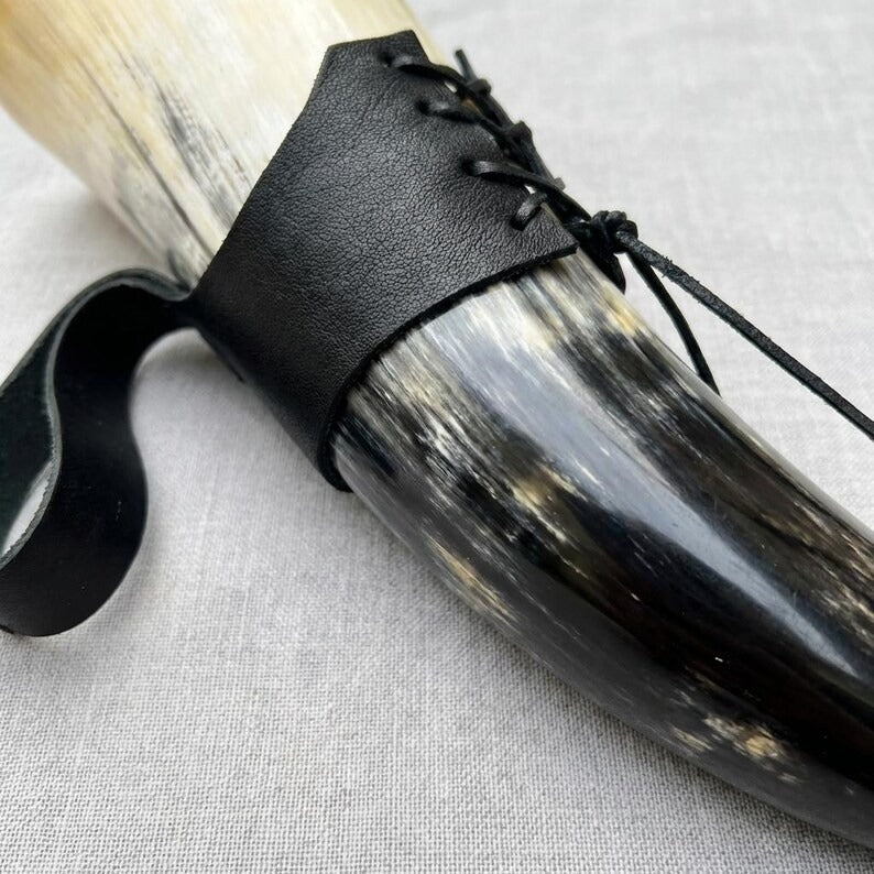 Viking Gift for Men: Handmade Real Ox Horn Mug – 380ml Traditional Nordic Beer Stein