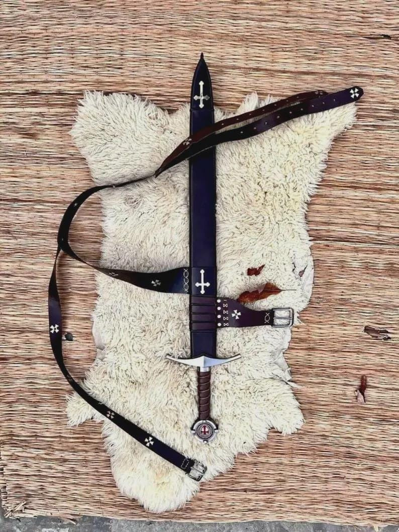 Knights Templar Accolade Sword Replica – Medieval Crusader Decorative Display Sword