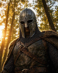 Hand-Forged Viking Spectacle Helmet with Full Chainmail Aventail – Medieval Norse Warrior Replica