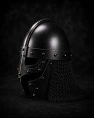 Hand-Forged Viking Gjermundbu Spectacle Helmet with Chainmail Aventail – Medieval Slavic Combat Armor