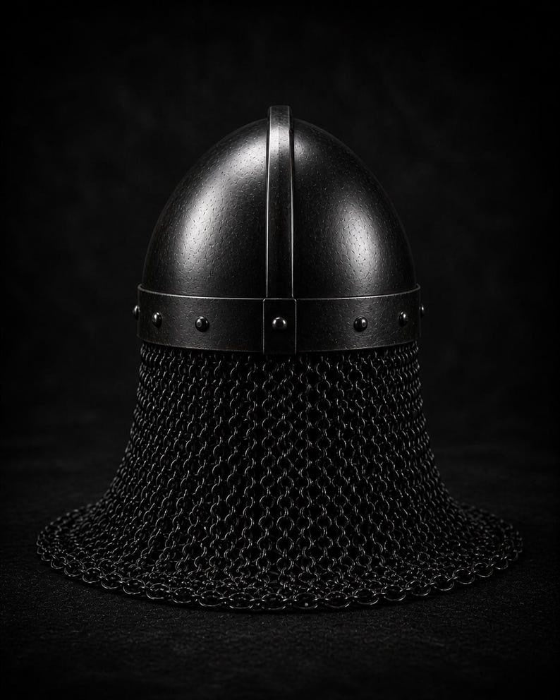 Hand-Forged Viking Gjermundbu Spectacle Helmet with Chainmail Aventail – Medieval Slavic Combat Armor
