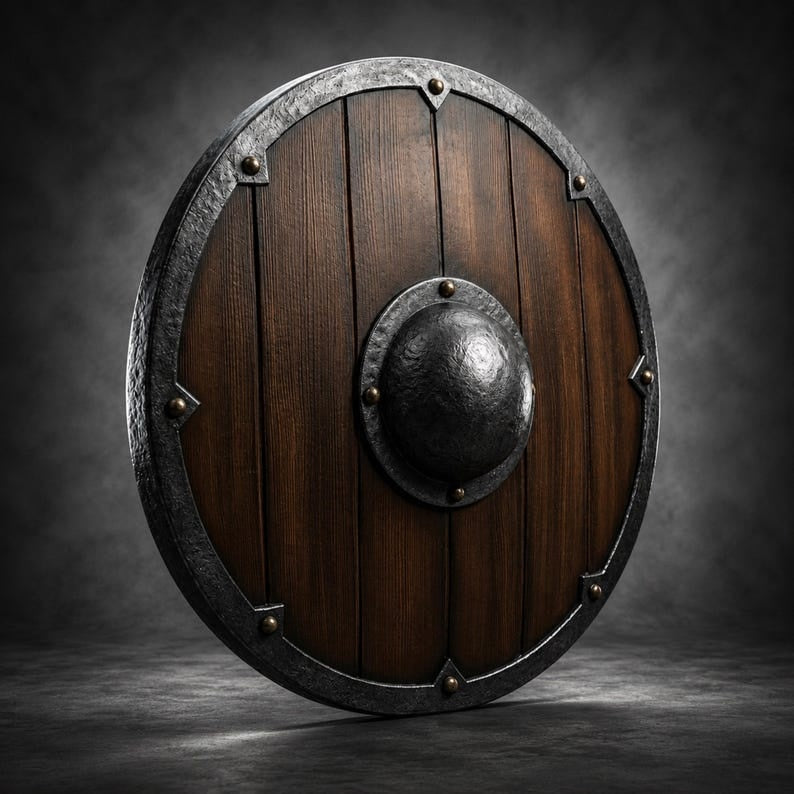 Handmade Viking Wooden Battle Shield - Norse Warrior Round Shield