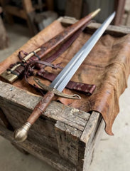 Ravencrest Viking Style Medieval Sword – Handmade Full Tang Steel Blade with Premium Leather Scabbard