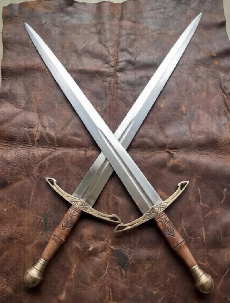 Ravencrest Viking Style Medieval Sword – Handmade Full Tang Steel Blade with Premium Leather Scabbard