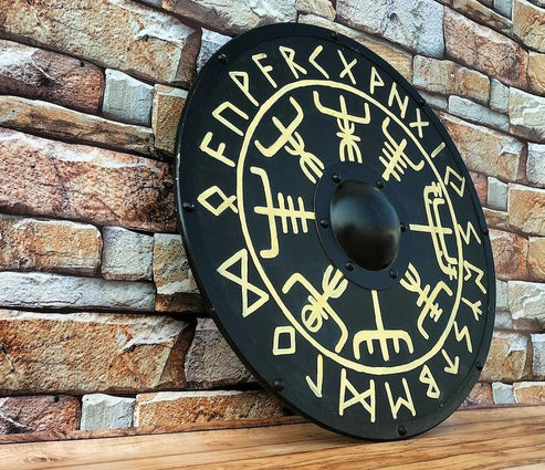 VW-71 Viking Shield, Helm of Awe Symbol shield, Authentic Viking Shield, Groomsmen Gift, Christmas Gift - Valknut Warriors